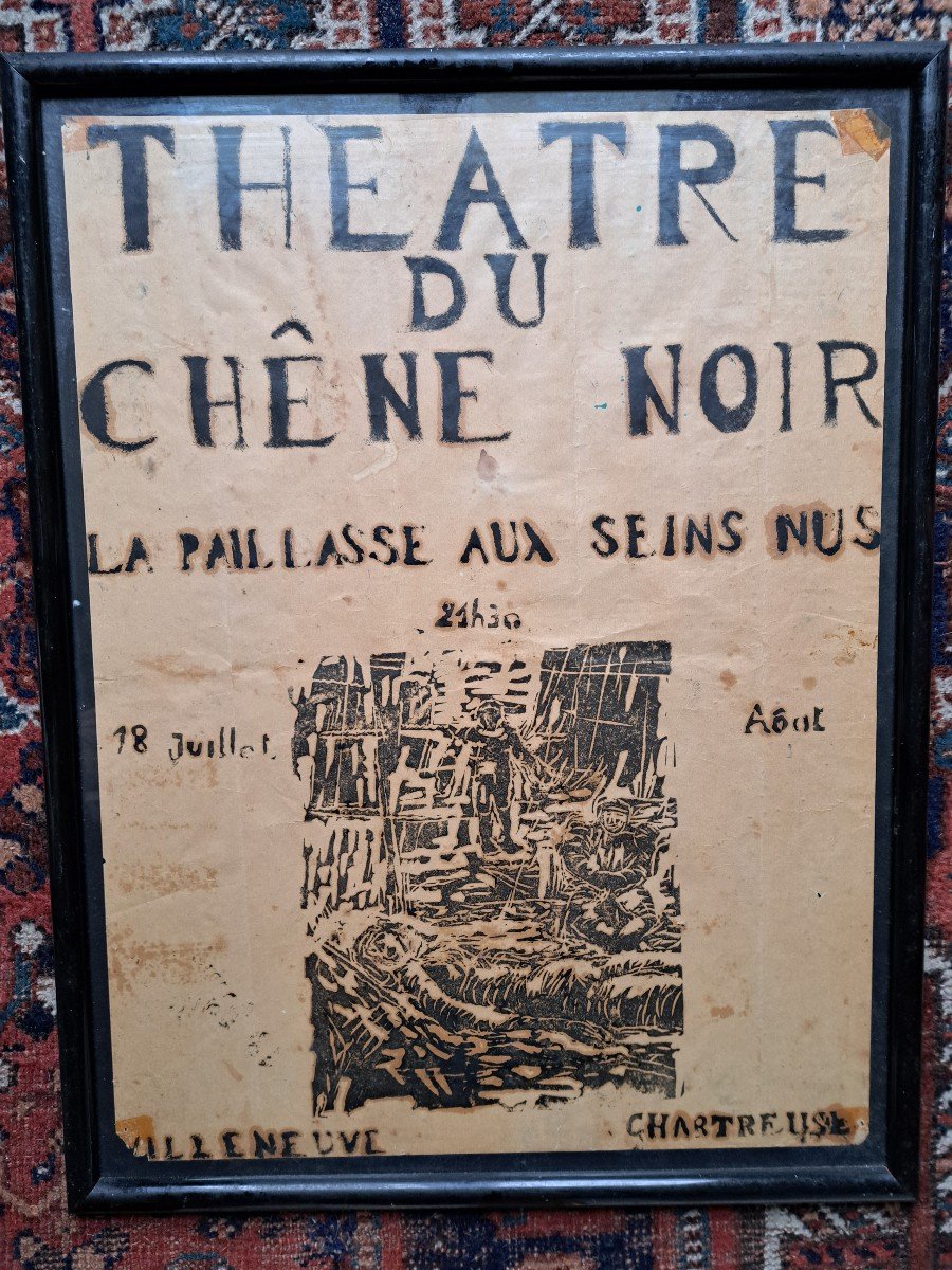 Poster For The Black Oak Theater, The Bare-breasted Straw Hat, Paper, 1968. -photo-4