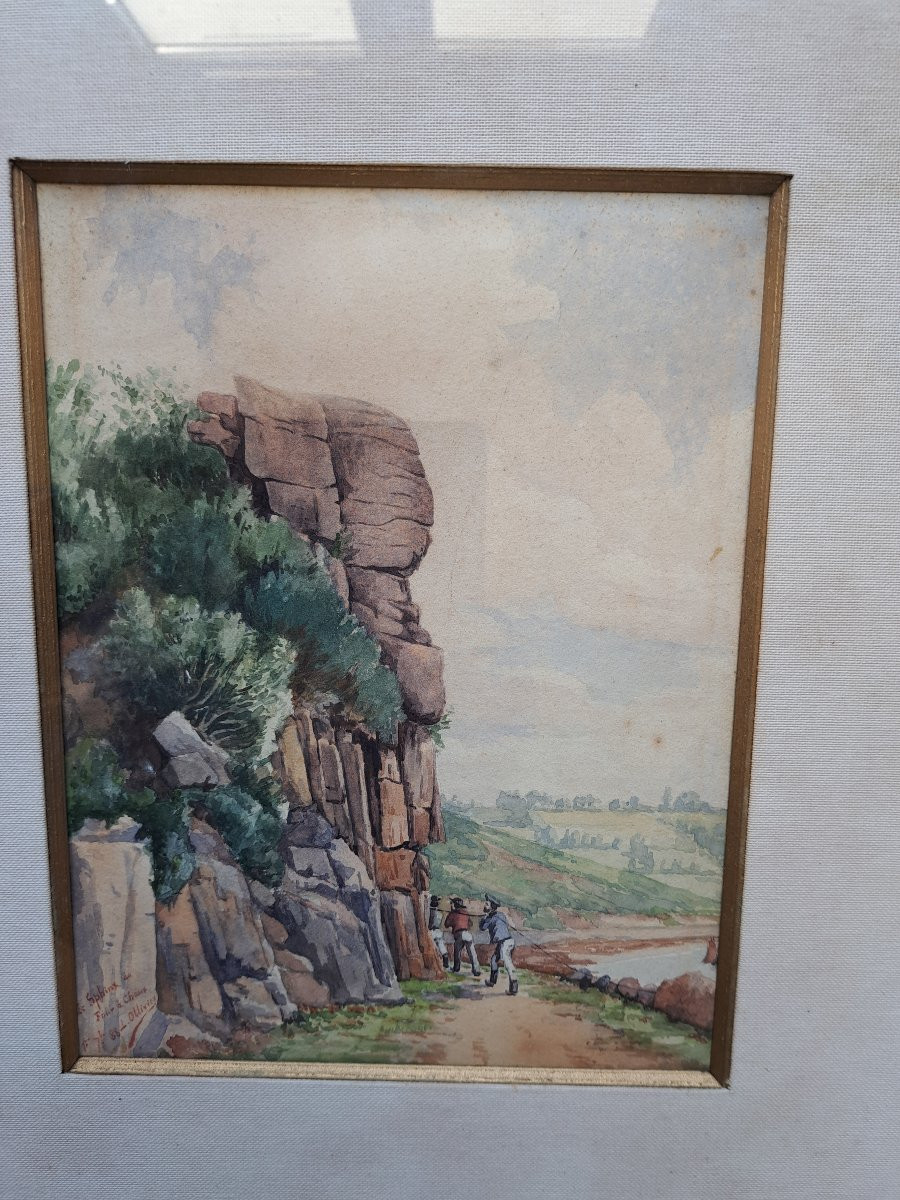 L.Ollivier , Le sphinx de Four à Chaux , Aquarelle , Fin XIX°. -photo-2