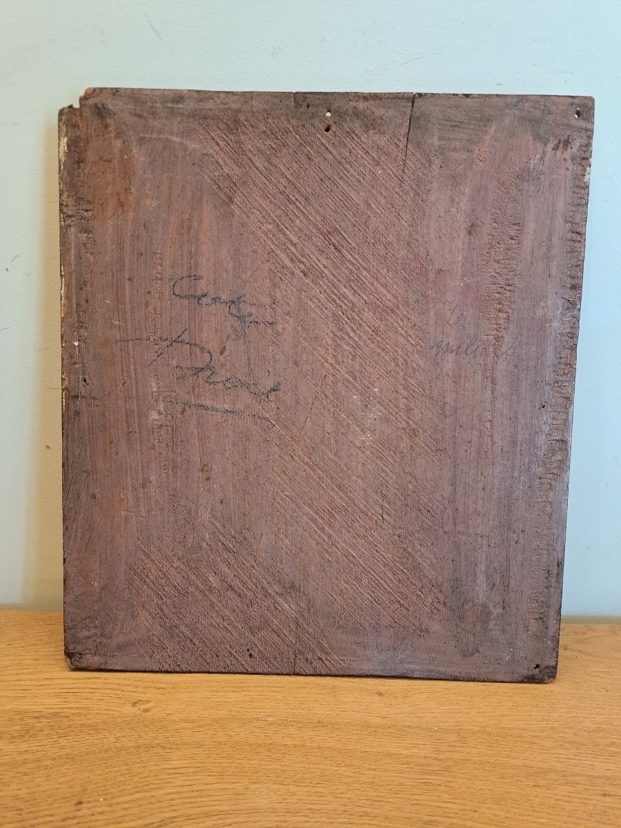 Chine , Panneau De Bois Sculpté , Laqué Rouge Et Or , XIX °. -photo-2