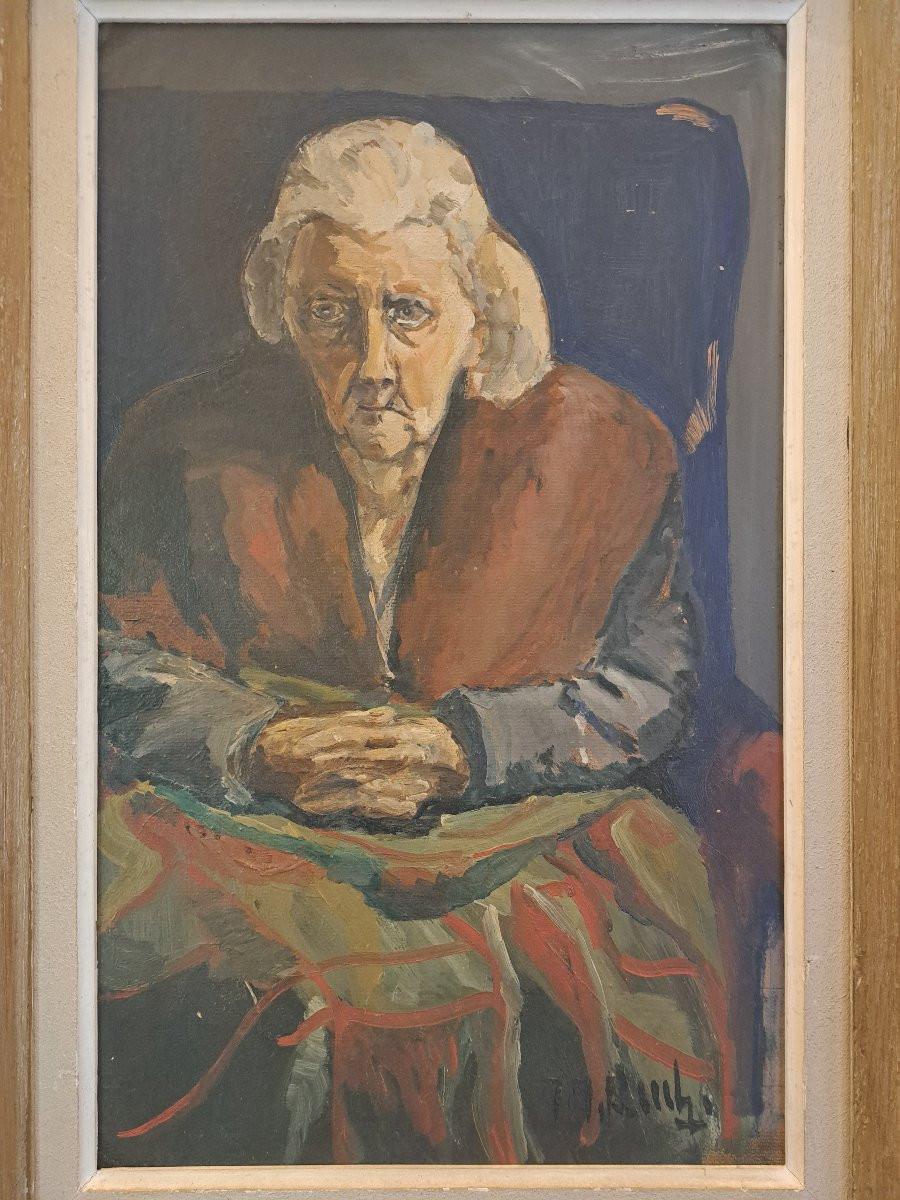 Portrait Of An Elderly Lady, Oil On Isorel, 20th Century.  -photo-1