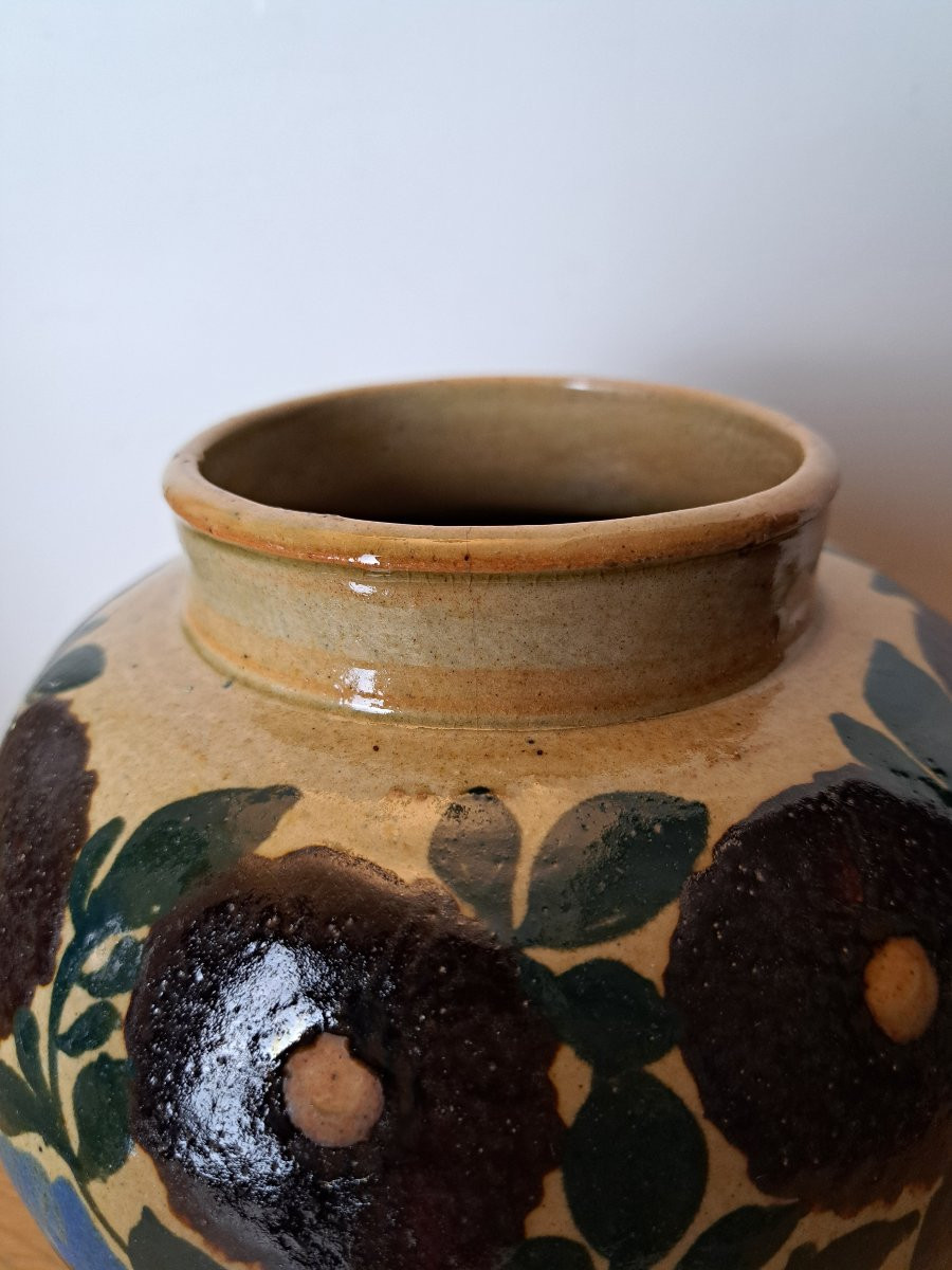 Elchinger Et Cie , France , Vase , Fleurs , Faïence , Début XX°. -photo-3