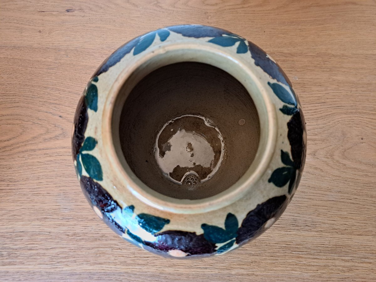 Elchinger Et Cie , France , Vase , Fleurs , Faïence , Début XX°. -photo-5