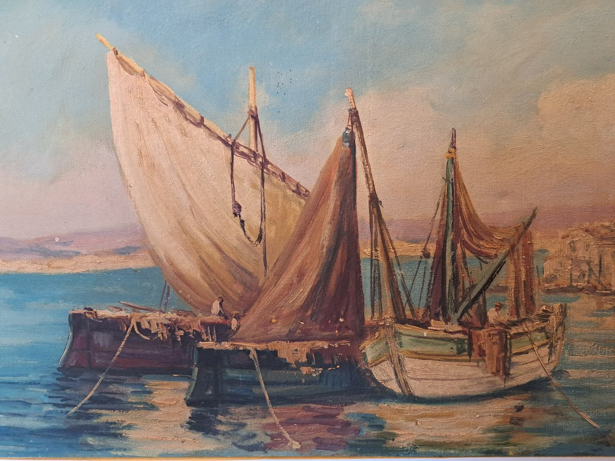 François Dandleuf , Marine Provençale , Huile Sur Toile , XX°. -photo-3