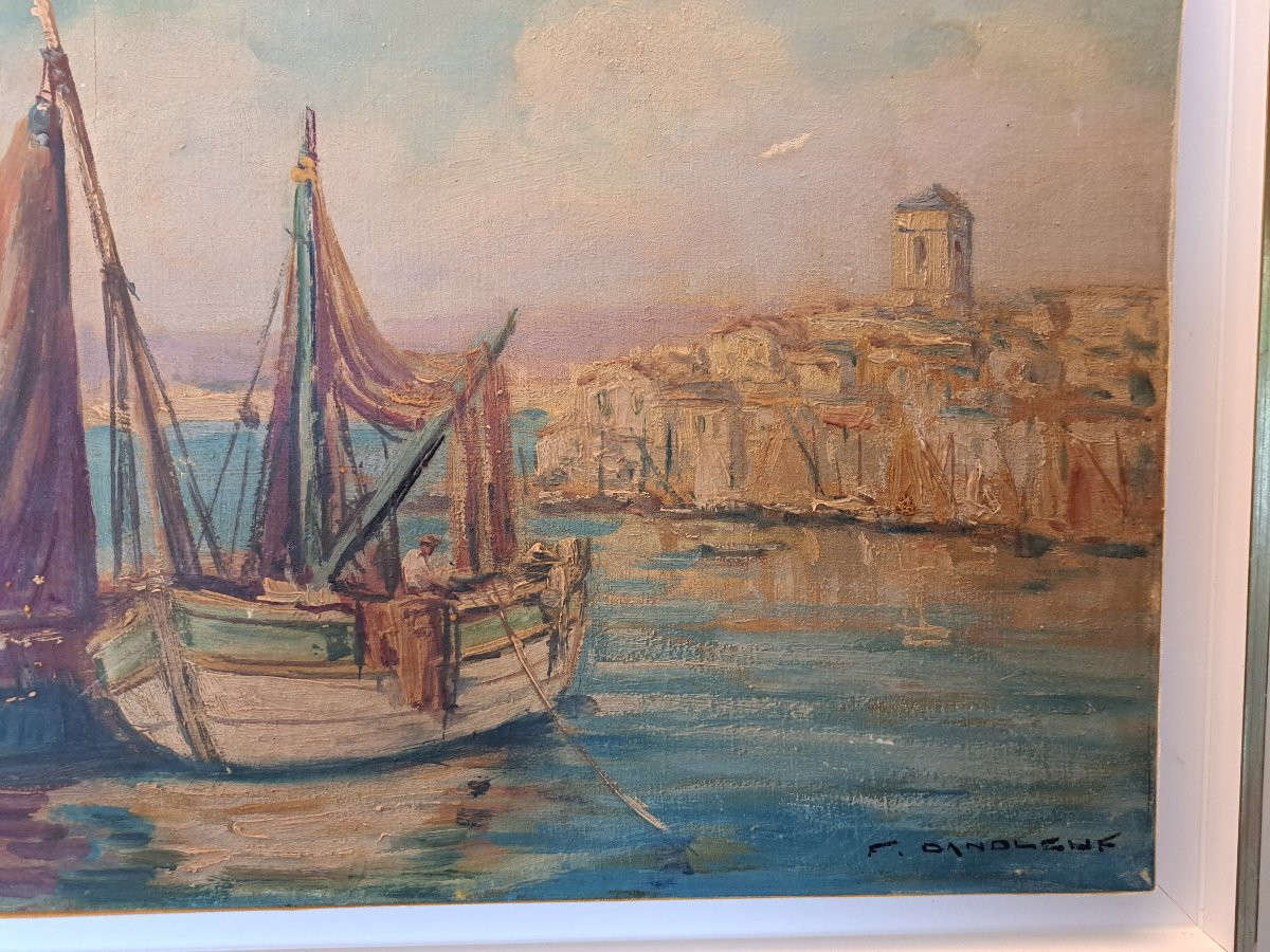 François Dandleuf , Marine Provençale , Huile Sur Toile , XX°. -photo-4