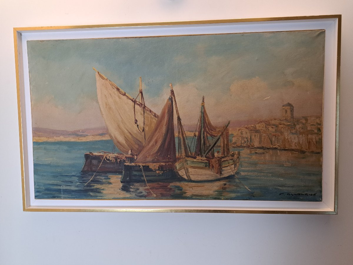 François Dandleuf , Marine Provençale , Huile Sur Toile , XX°. -photo-3