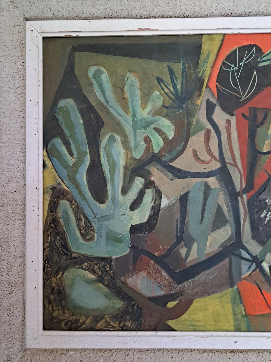 Claude Lasserre , Le Jardin , Huile Sur Isorel , 1954 . -photo-1