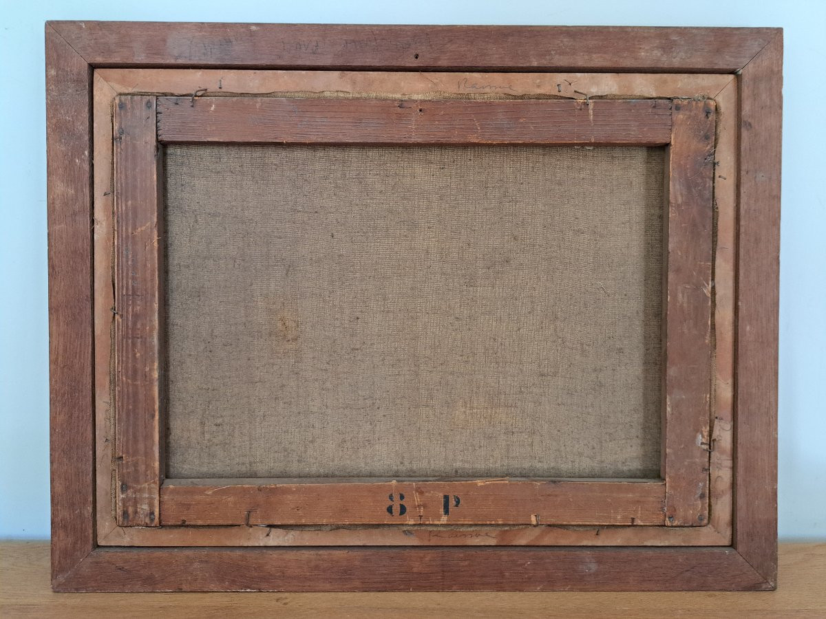 E.Taesch , Le vol de l'avion , Huile sur toile , Ecole naïve , Début XX°. -photo-6