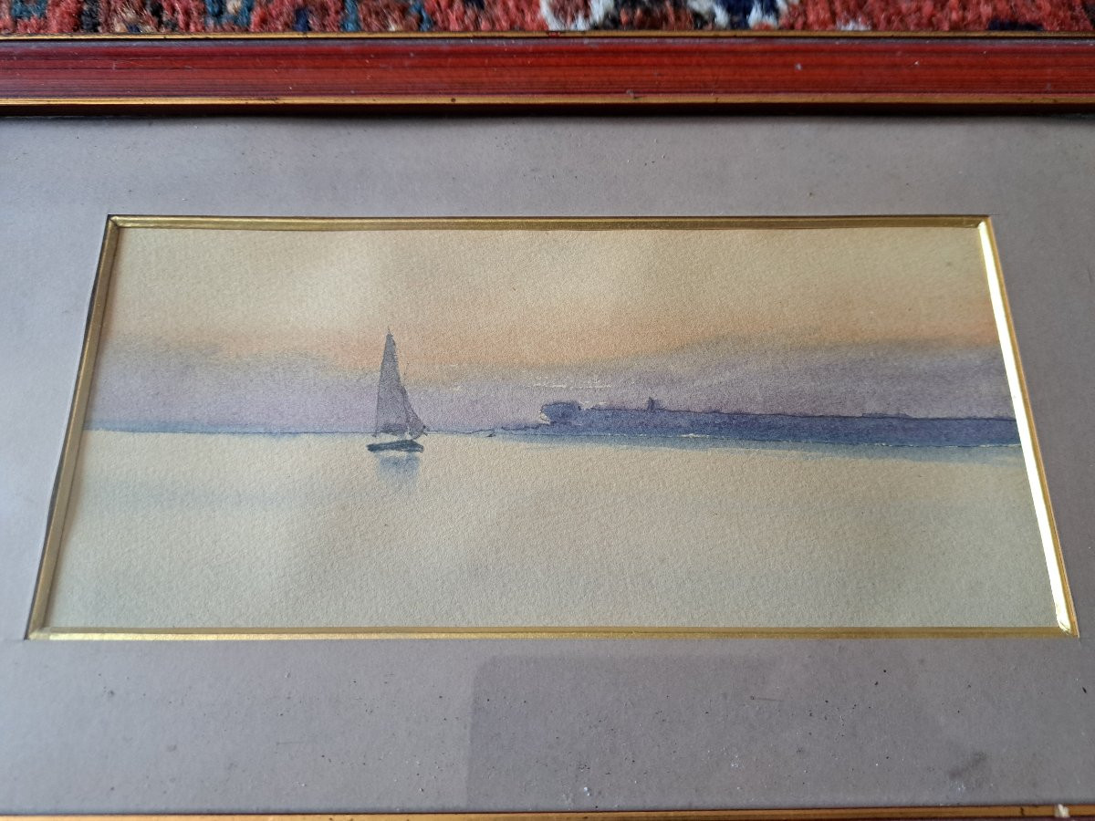 Seascape In Algiers, Watercolor, Early 20th Century. -photo-4