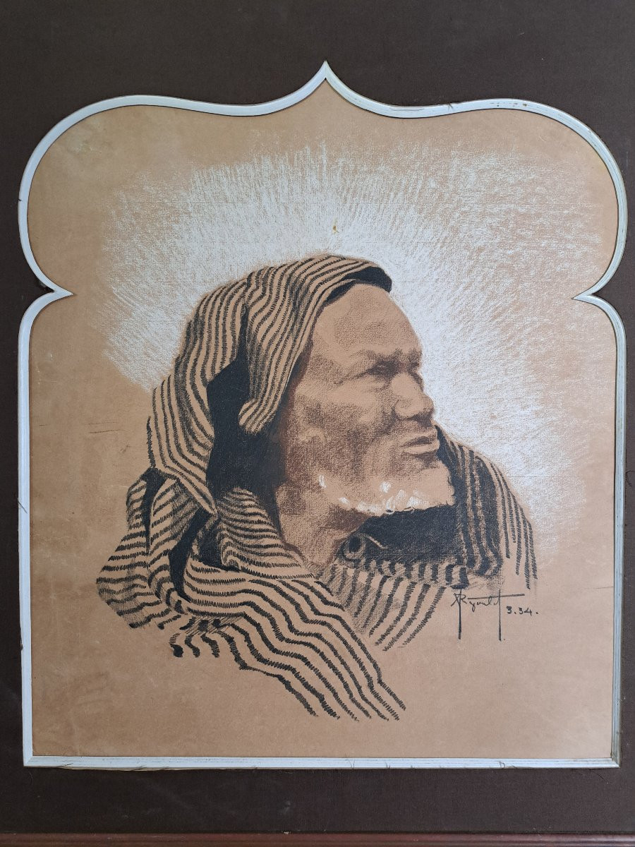André Rigoulot , Portrait d'un homme oriental , Dessin , XX°.-photo-2