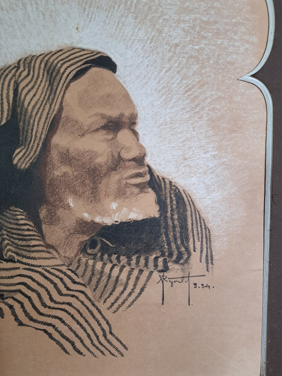André Rigoulot , Portrait d'un homme oriental , Dessin , XX°.-photo-4
