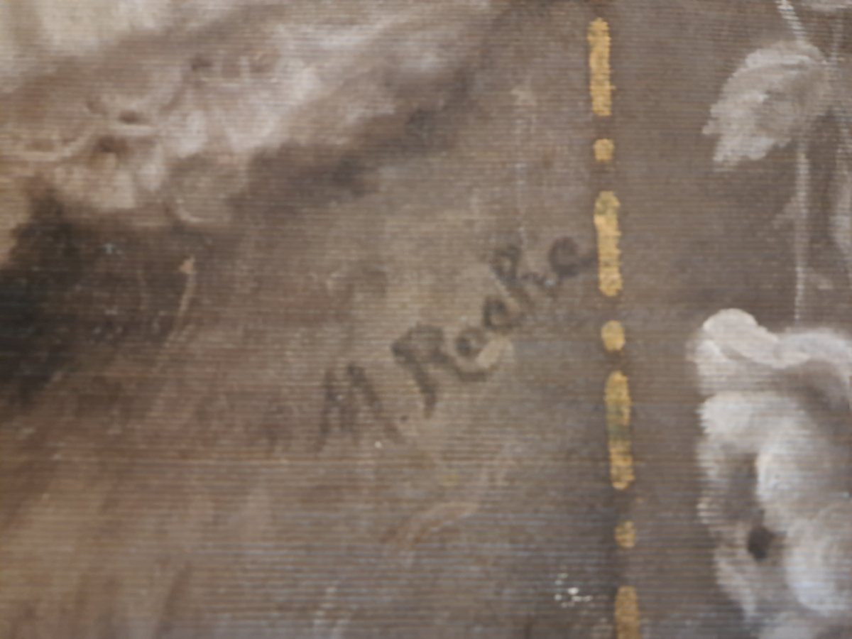 M.Roche , Couple romantique , Toile peinte , Début XX°. -photo-2