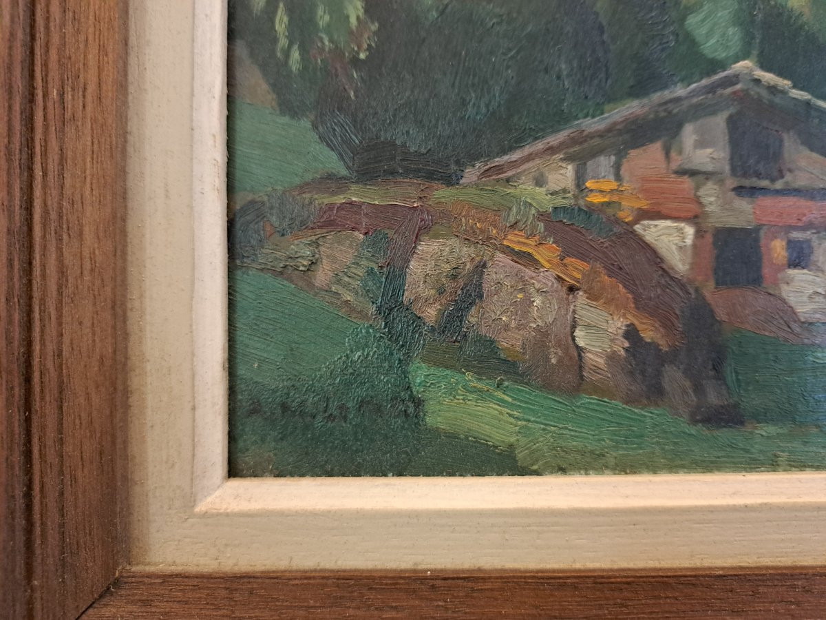 Alfred Marie Le Petit , Paysage de montagnes , Huile sur panneau , Début XX°. -photo-1