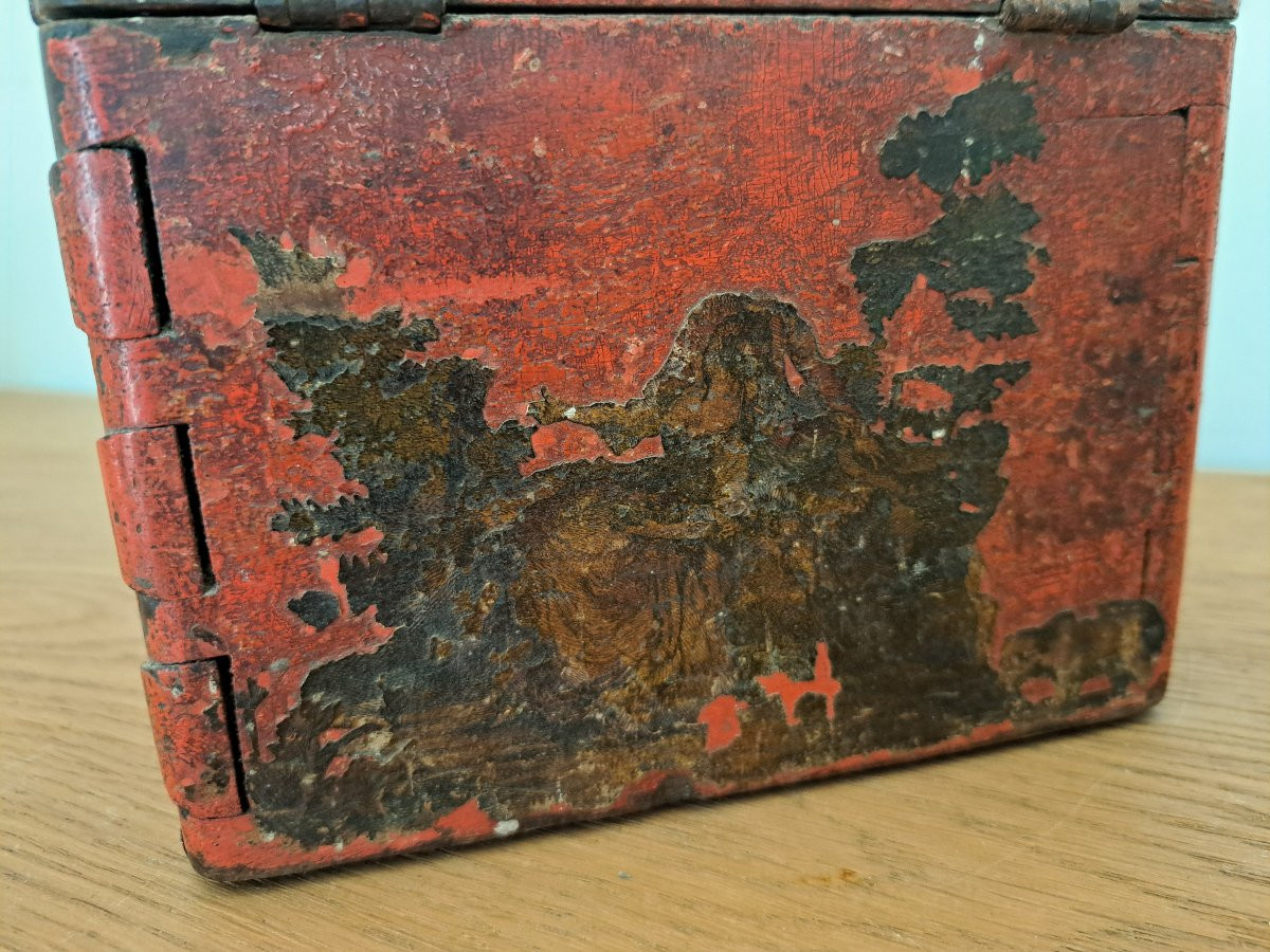 Boite à onguents , Bois laqué , Arte Povera , XVIII°. -photo-6