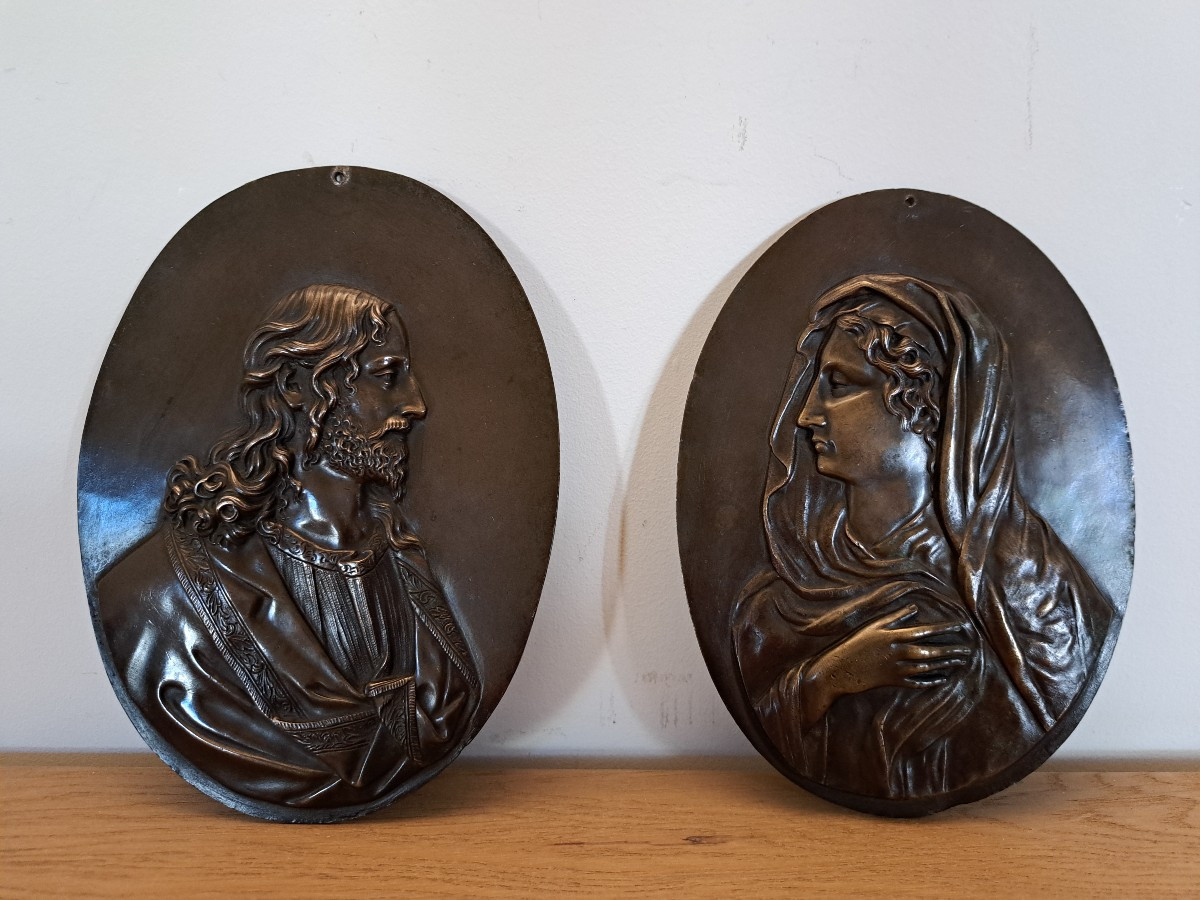 Attribué à Pierre Goret , Paire de plaques de dévotion , Bronze , XVII°. 