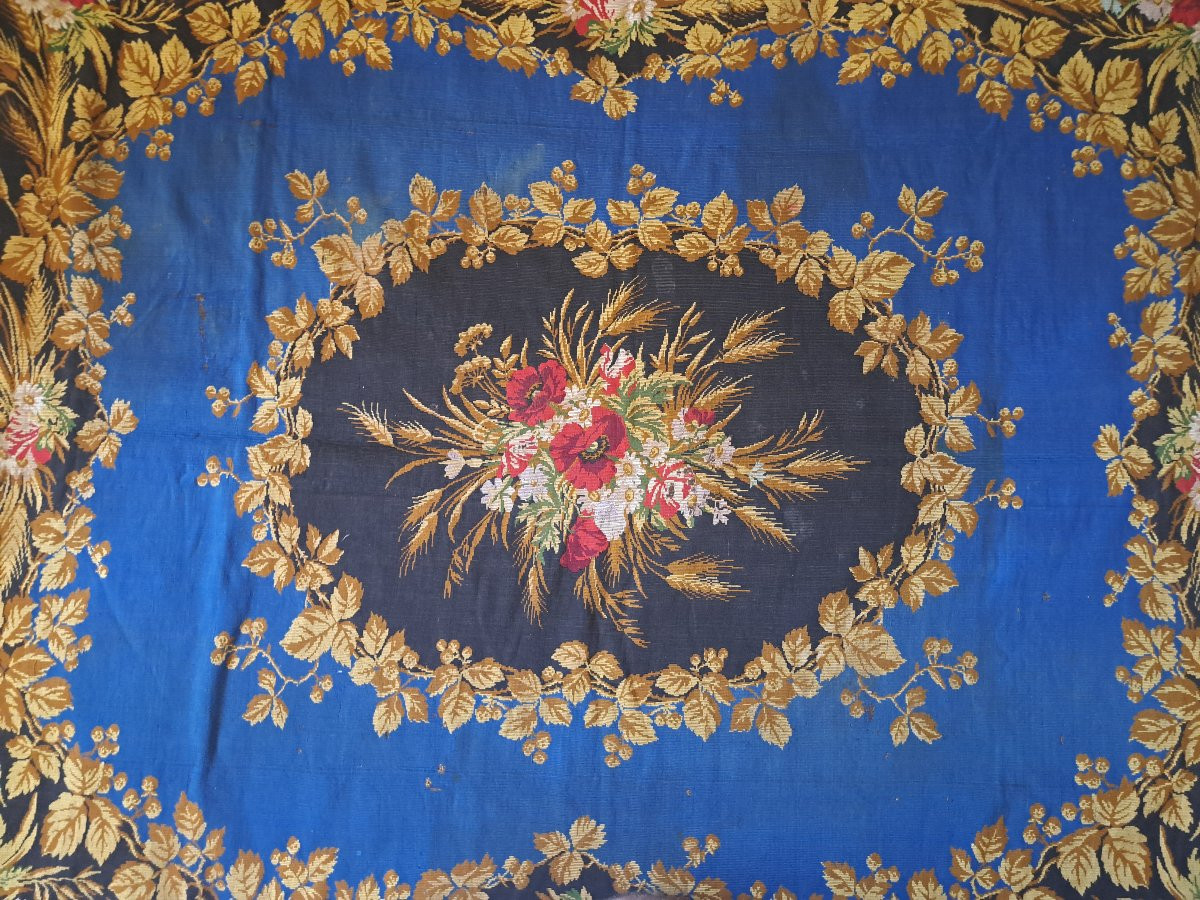 Table Tapestry, Wool, Napoleon III, 19th Century. -photo-4