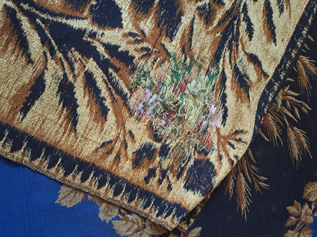 Table Tapestry, Wool, Napoleon III, 19th Century. -photo-2
