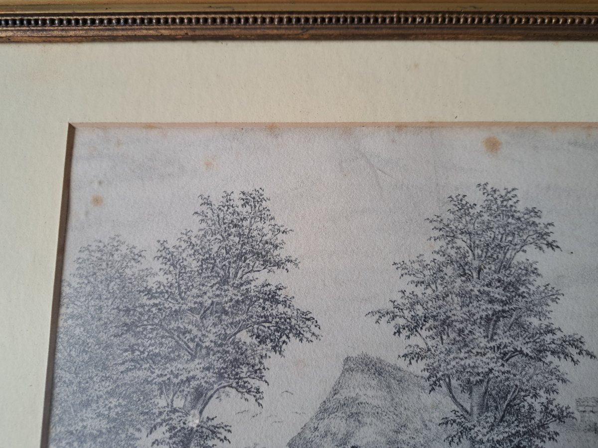 Chaumière , Dessin , crayon , Signé , XIX°. -photo-3