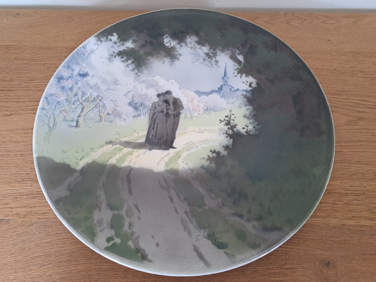 Edmond Lachenal, Wall Plate, Ceramic, Art Nouveau, 1906. -photo-1