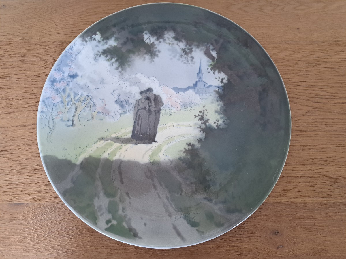 Edmond Lachenal, Wall Plate, Ceramic, Art Nouveau, 1906. 