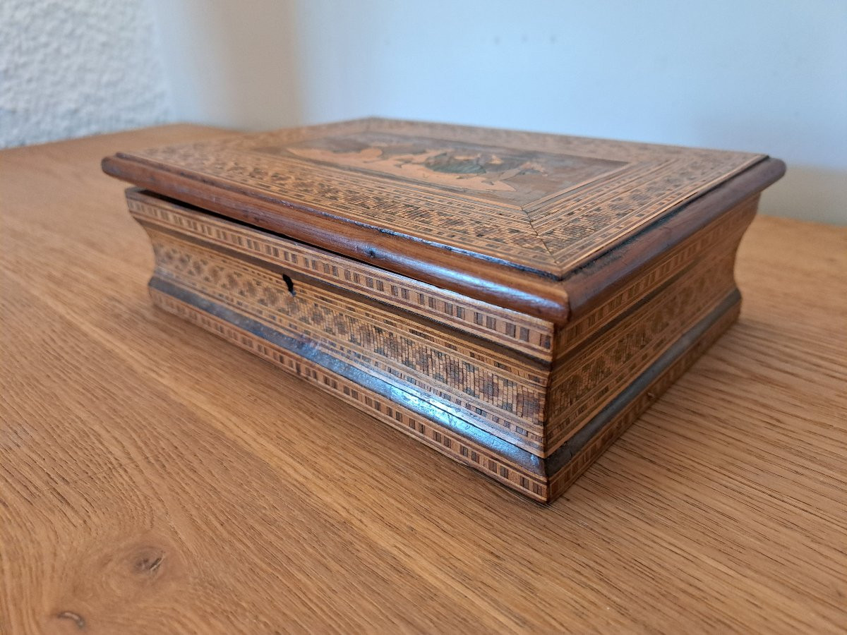 Wooden Box And Marquetry From Sorrento, Italy, Early 20th Century. -photo-7