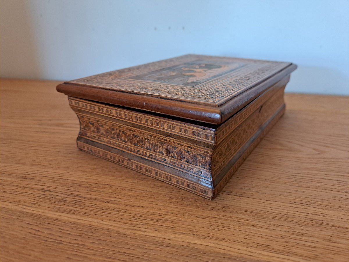 Wooden Box And Marquetry From Sorrento, Italy, Early 20th Century. -photo-8