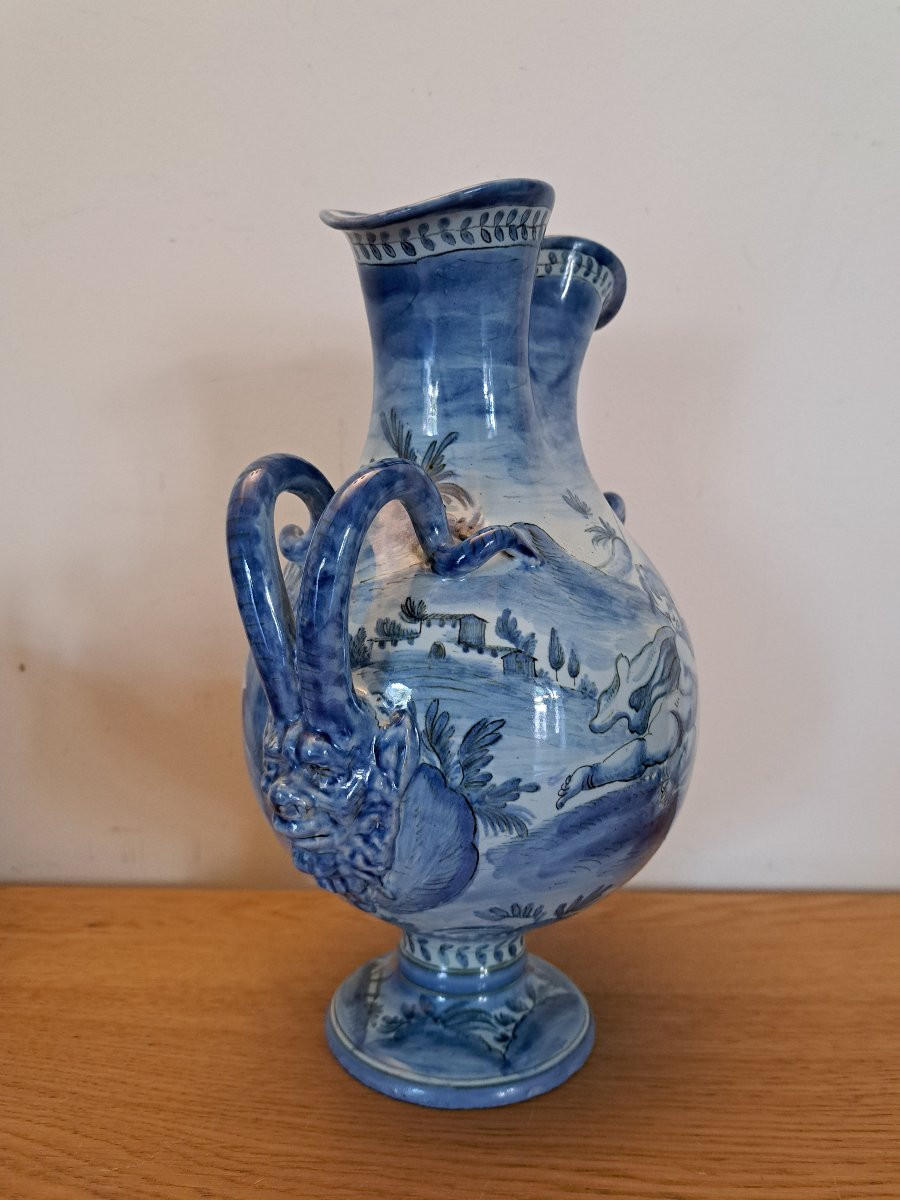 Italy, Cantagalli, Large Vase With Putti, Majolica, 19th Century. -photo-4