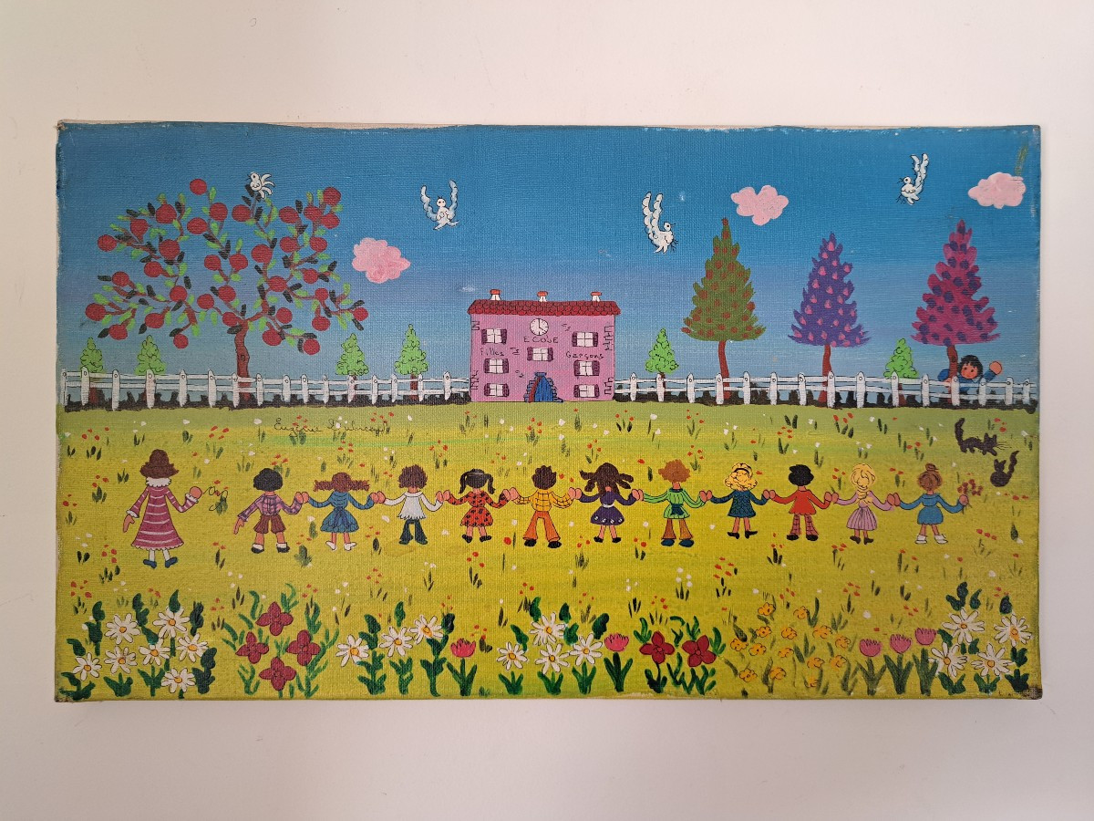 Naïve Art, School, Oil On Canvas, Signed, 20th Century. 