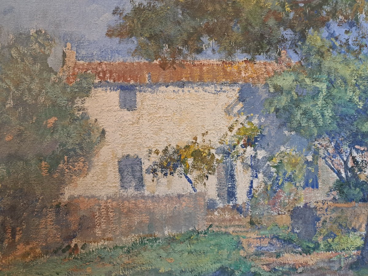 The House At The End Of The Road, Oil On Canvas, Early 20th Century. -photo-4