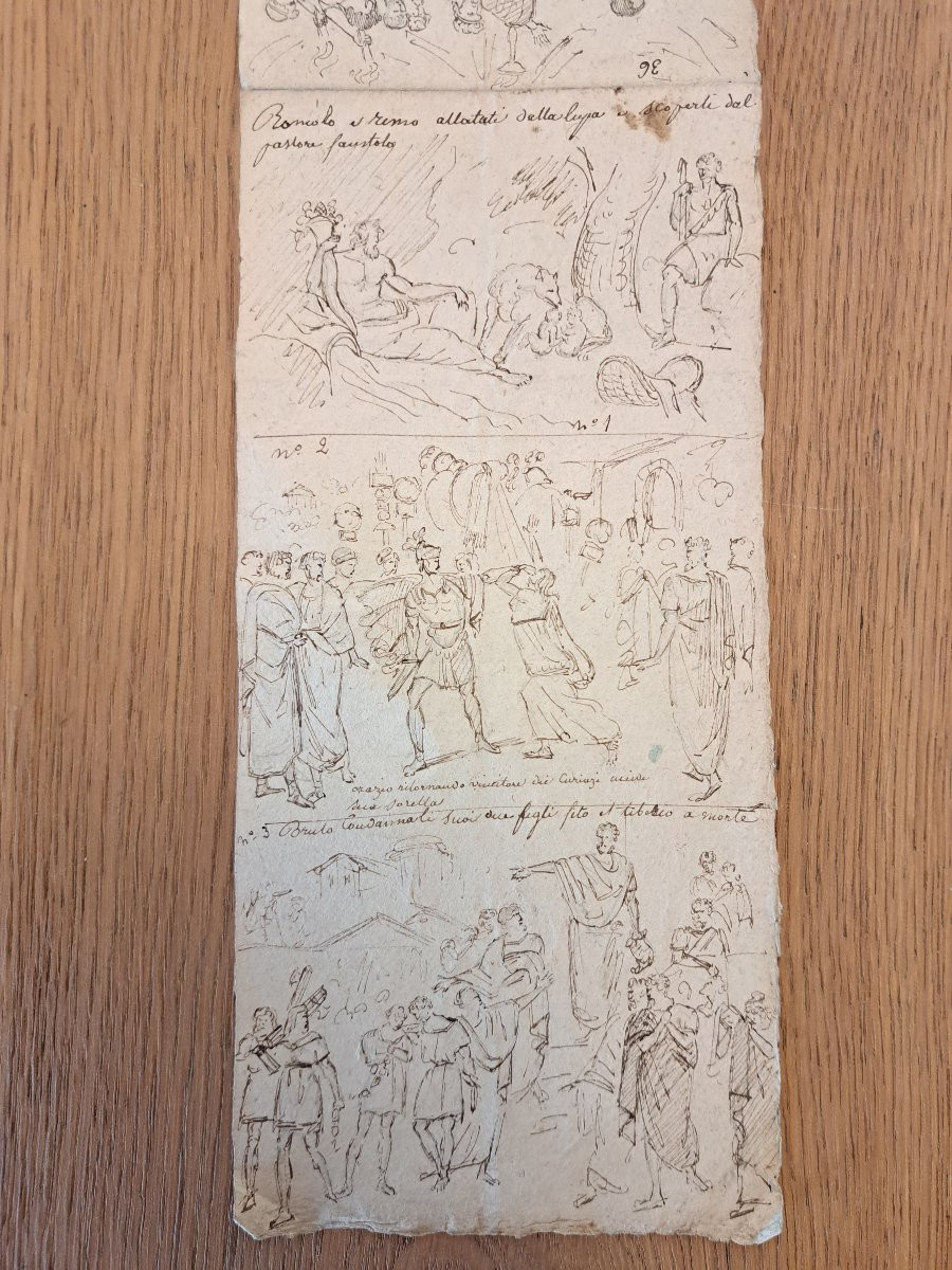 Italian School, Scenes From Roman History, Drawing, Sketch, 18th Century. -photo-2