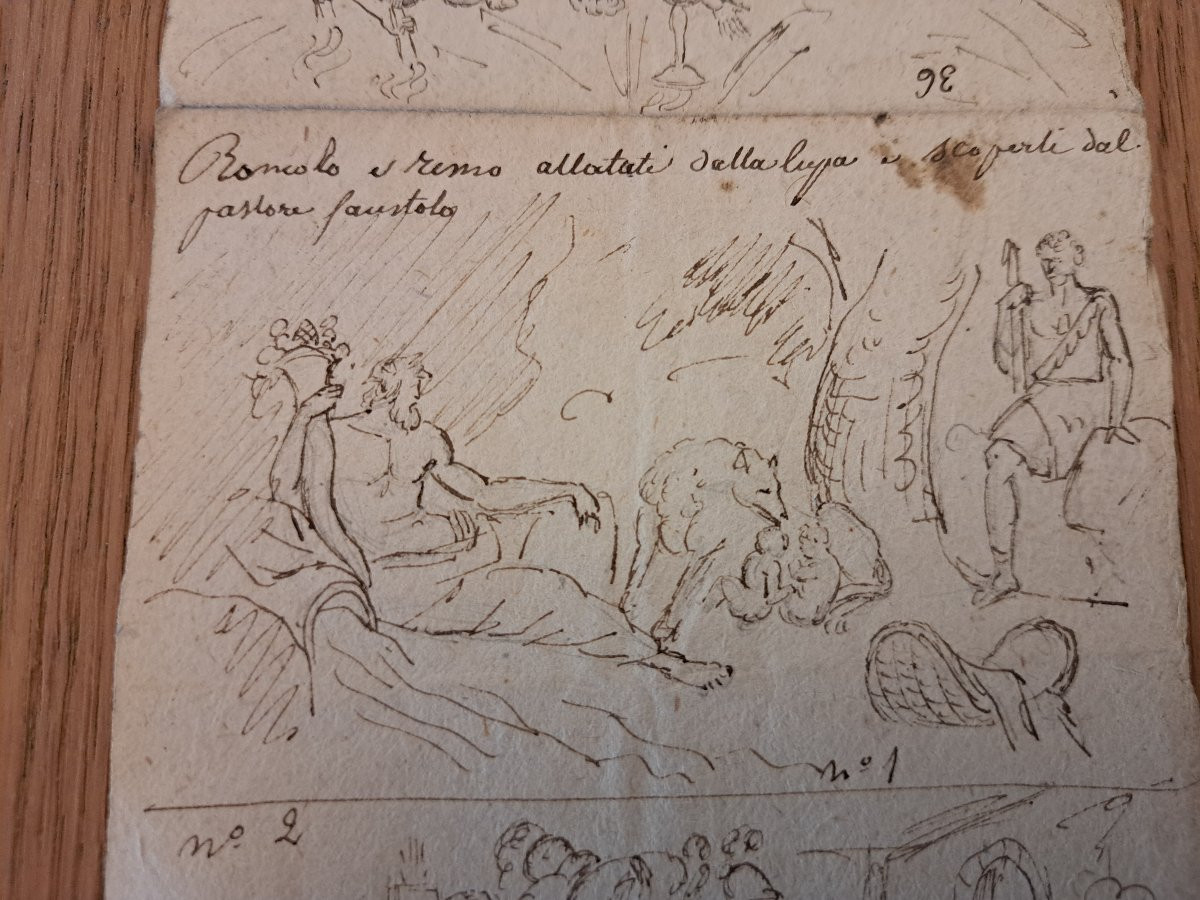 Italian School, Scenes From Roman History, Drawing, Sketch, 18th Century. -photo-8