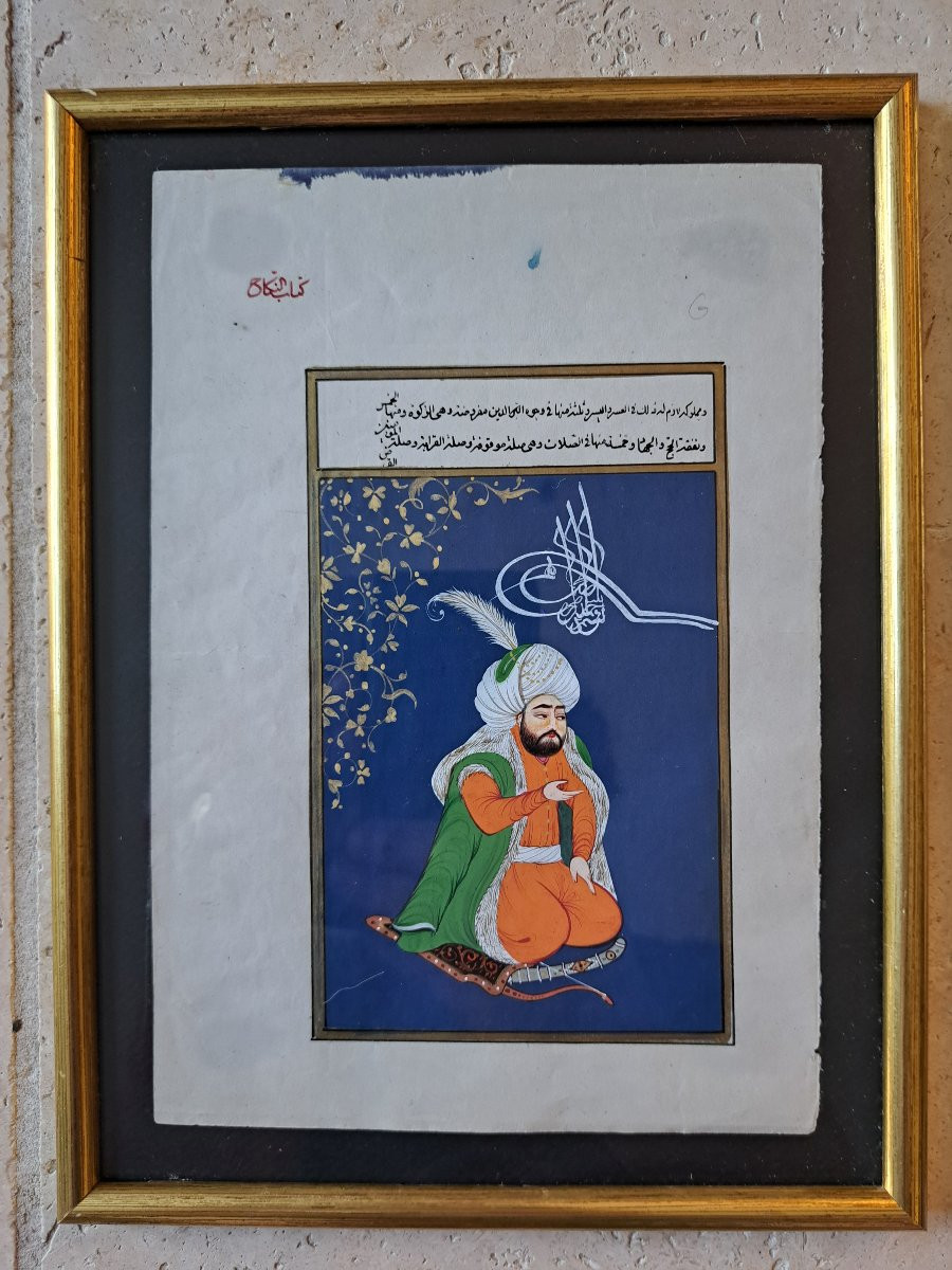 Ottoman Sultans, 2 Persian Miniatures, 19th/20th Century. -photo-3