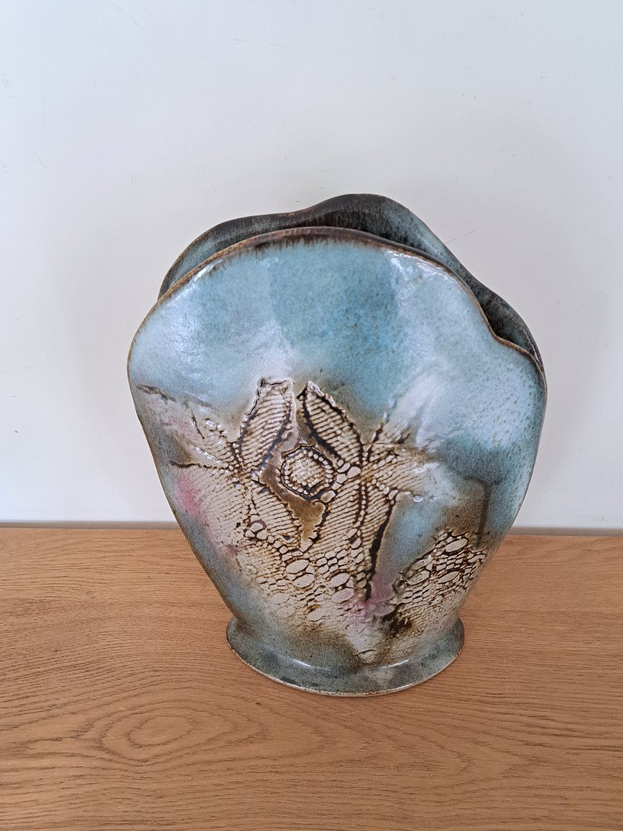 Large Vase, Ceramic, Signed, 20th Century. -photo-1