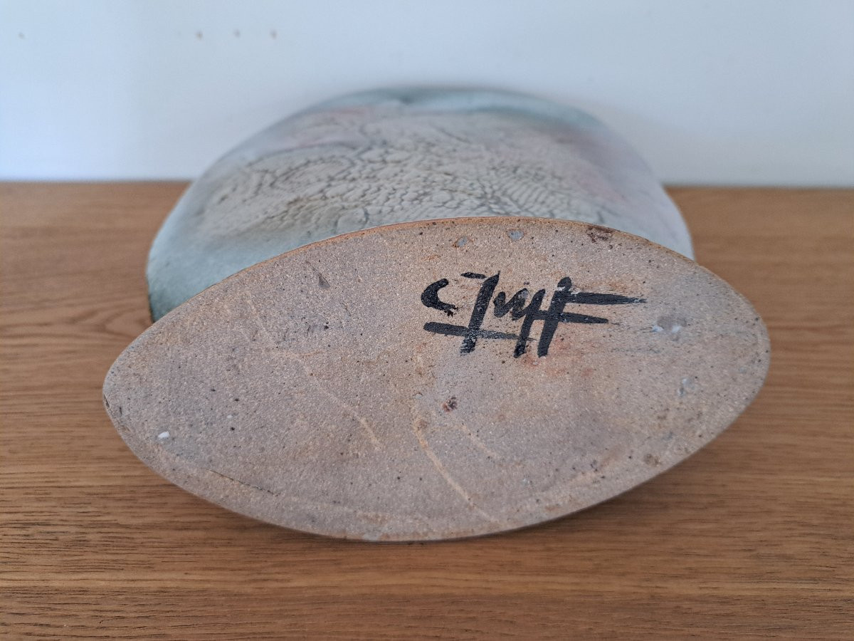Large Vase, Ceramic, Signed, 20th Century. -photo-4