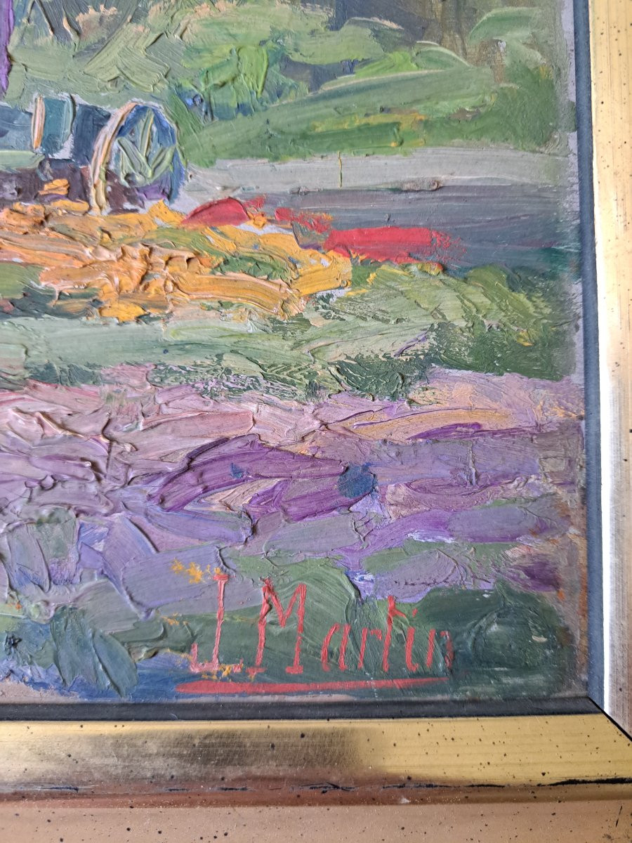 J.martin, The Meadow, Oil On Cardboard, Early 20th Century. -photo-4