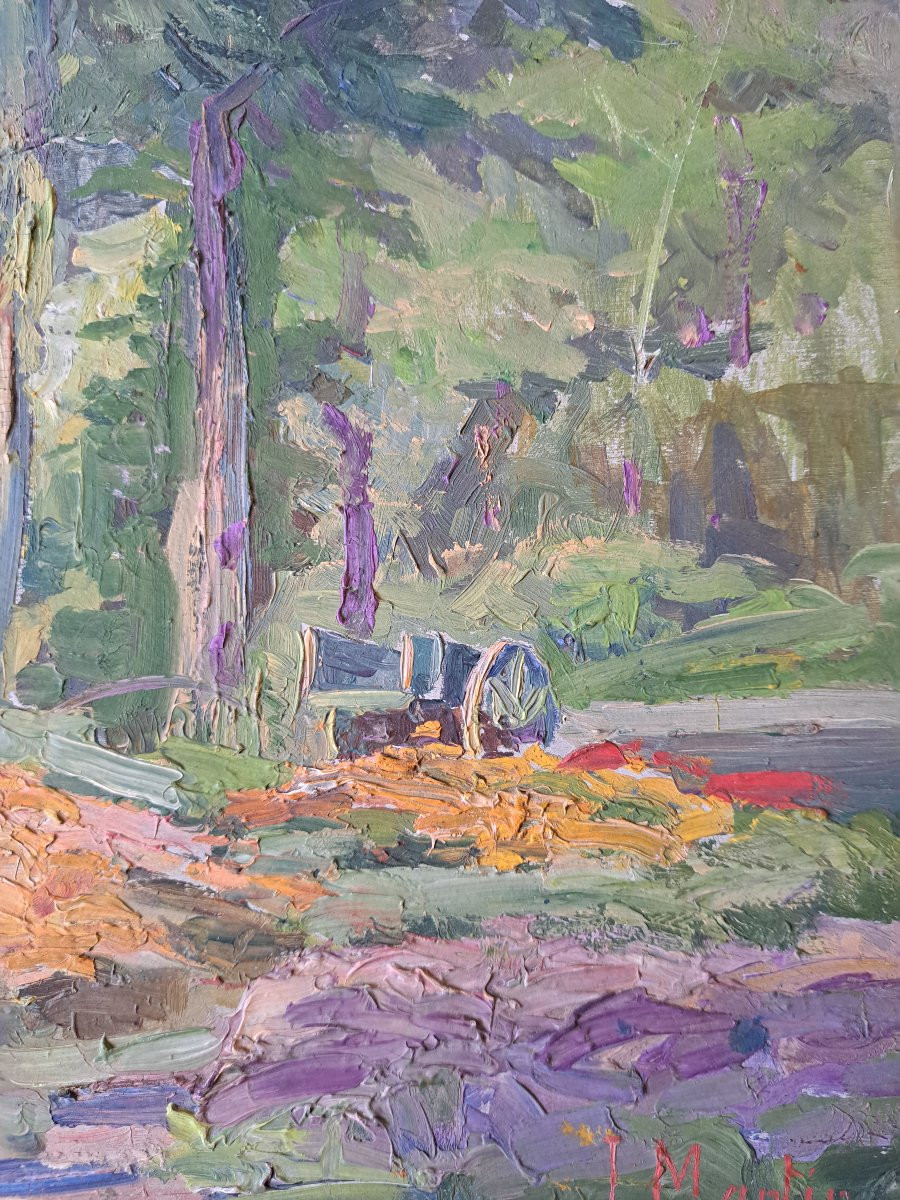 J.martin, The Meadow, Oil On Cardboard, Early 20th Century. -photo-2