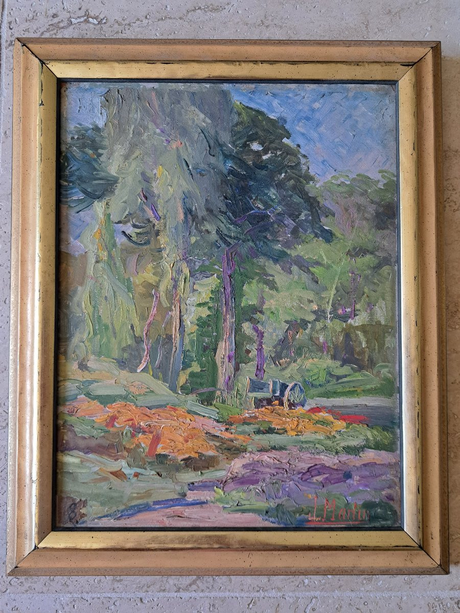 J.martin, The Meadow, Oil On Cardboard, Early 20th Century. -photo-4