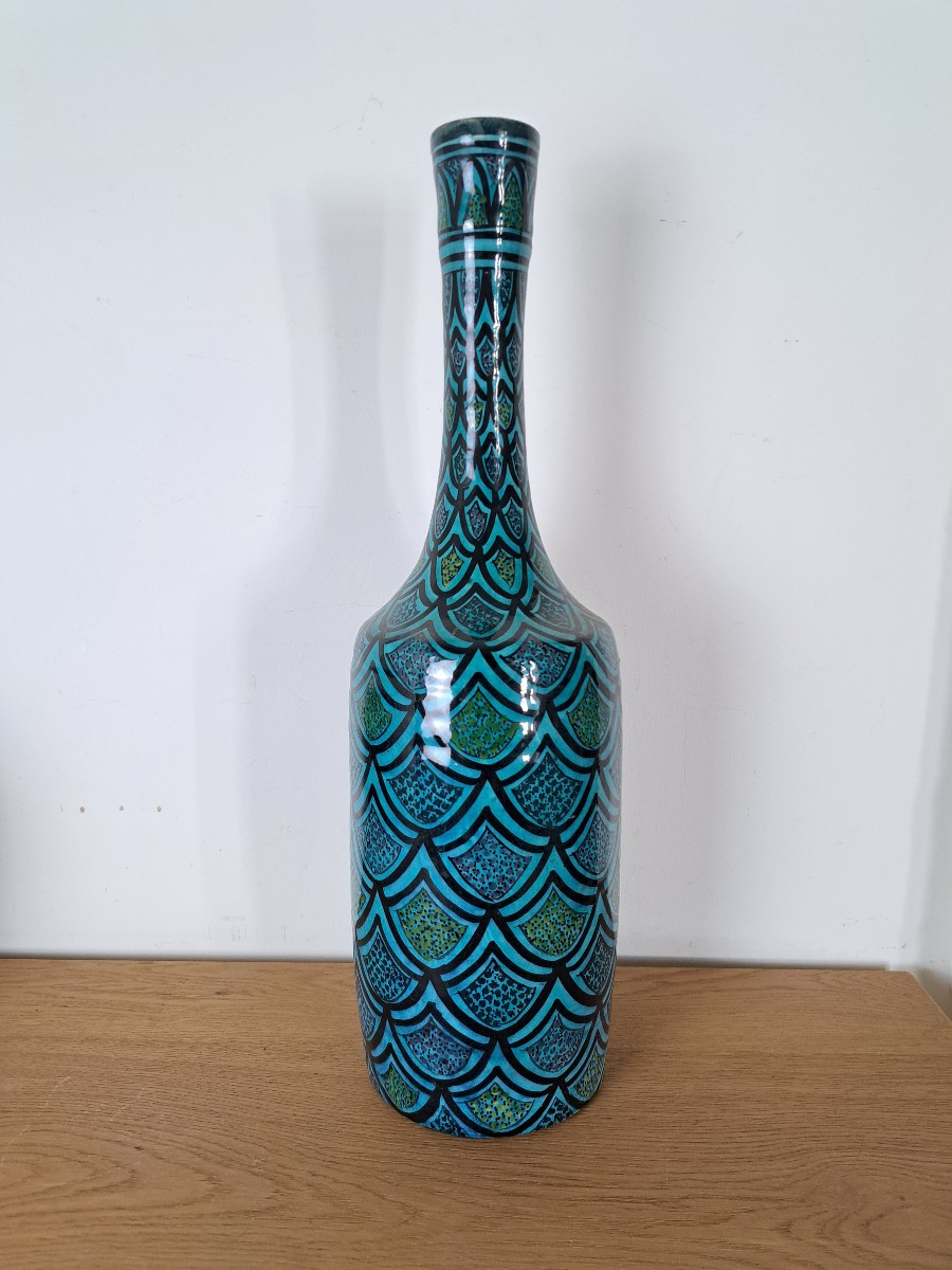 Safi, Morocco, Large Bottle Vase, Ceramic, 20th Century. 