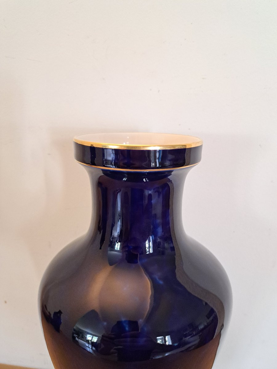 Sèvres, Large Vase, Cobalt Blue And Gold Rim, Porcelain, 1905. -photo-5