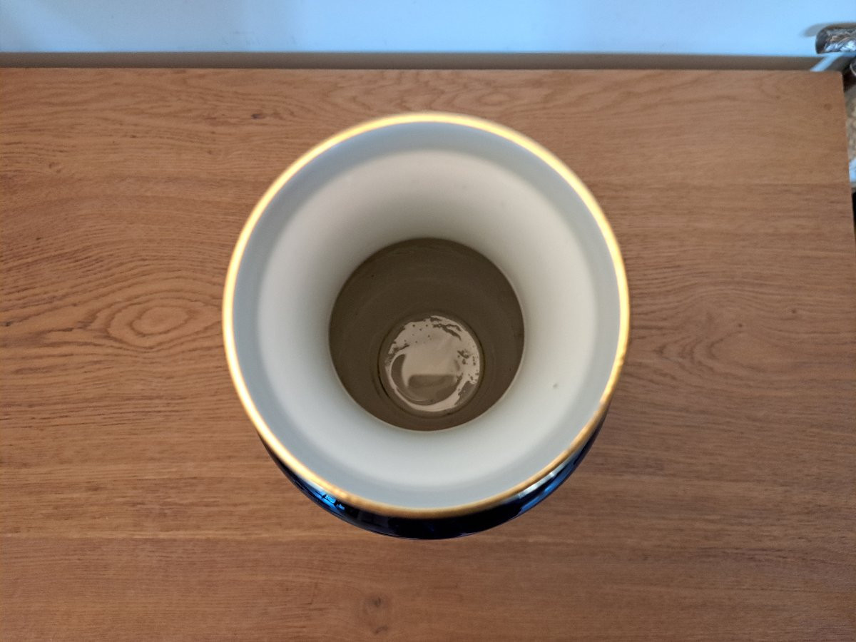 Sèvres, Large Vase, Cobalt Blue And Gold Rim, Porcelain, 1905. -photo-6
