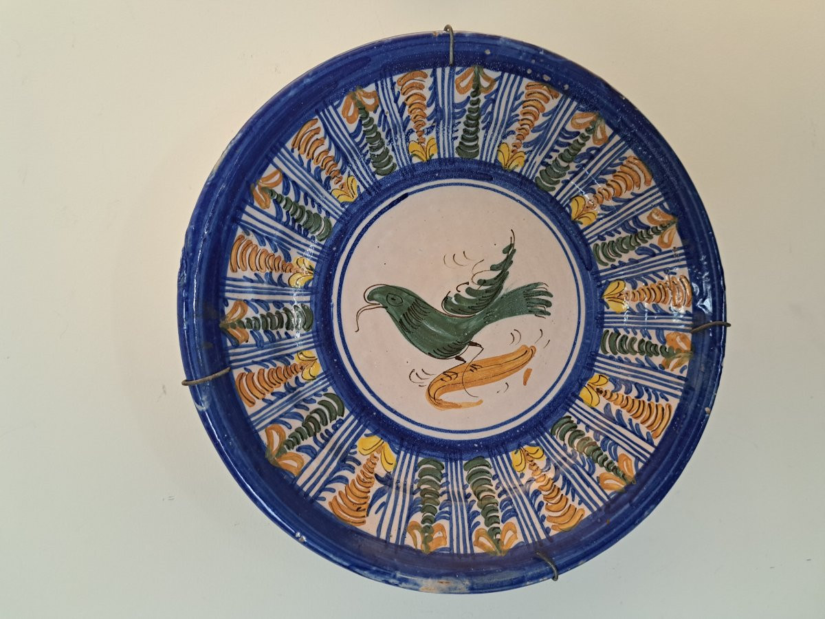Plat à l'oiseau , Céramique espagnole , Manises (Valence ) , XIX°. -photo-3
