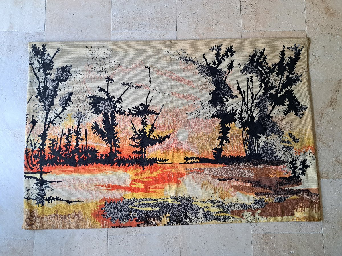 Gemmanick , Crépuscule , Tapisserie , Robert Four , Laine , XX°. -photo-2
