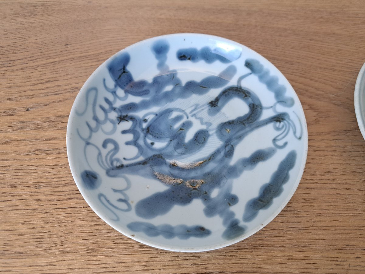 China, Two Bowls, Porcelain, White Blue, 19th Century. -photo-2