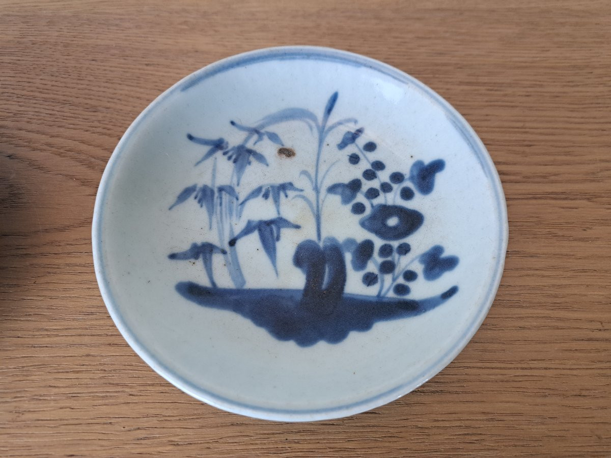 China, Two Bowls, Porcelain, White Blue, 19th Century. -photo-3