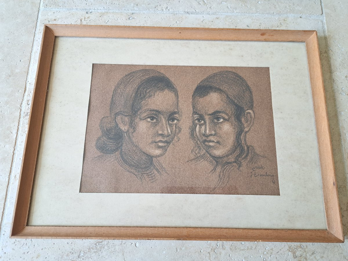 Yacov Eisenberg, Jewish Children, Drawing, 20th Century. -photo-2