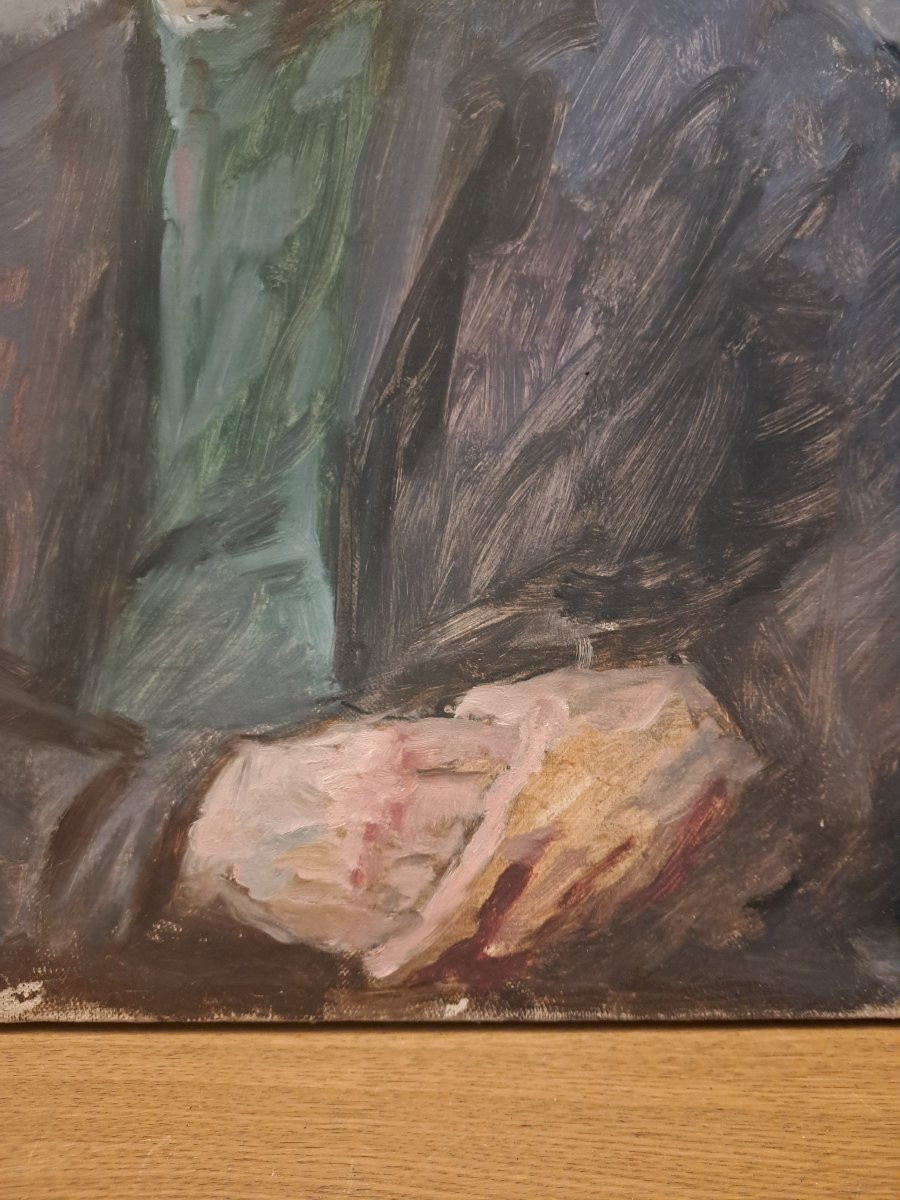 Oskar Hageman, Portrait Of A Young Man, Oil On Canvas, 20th Century. -photo-3