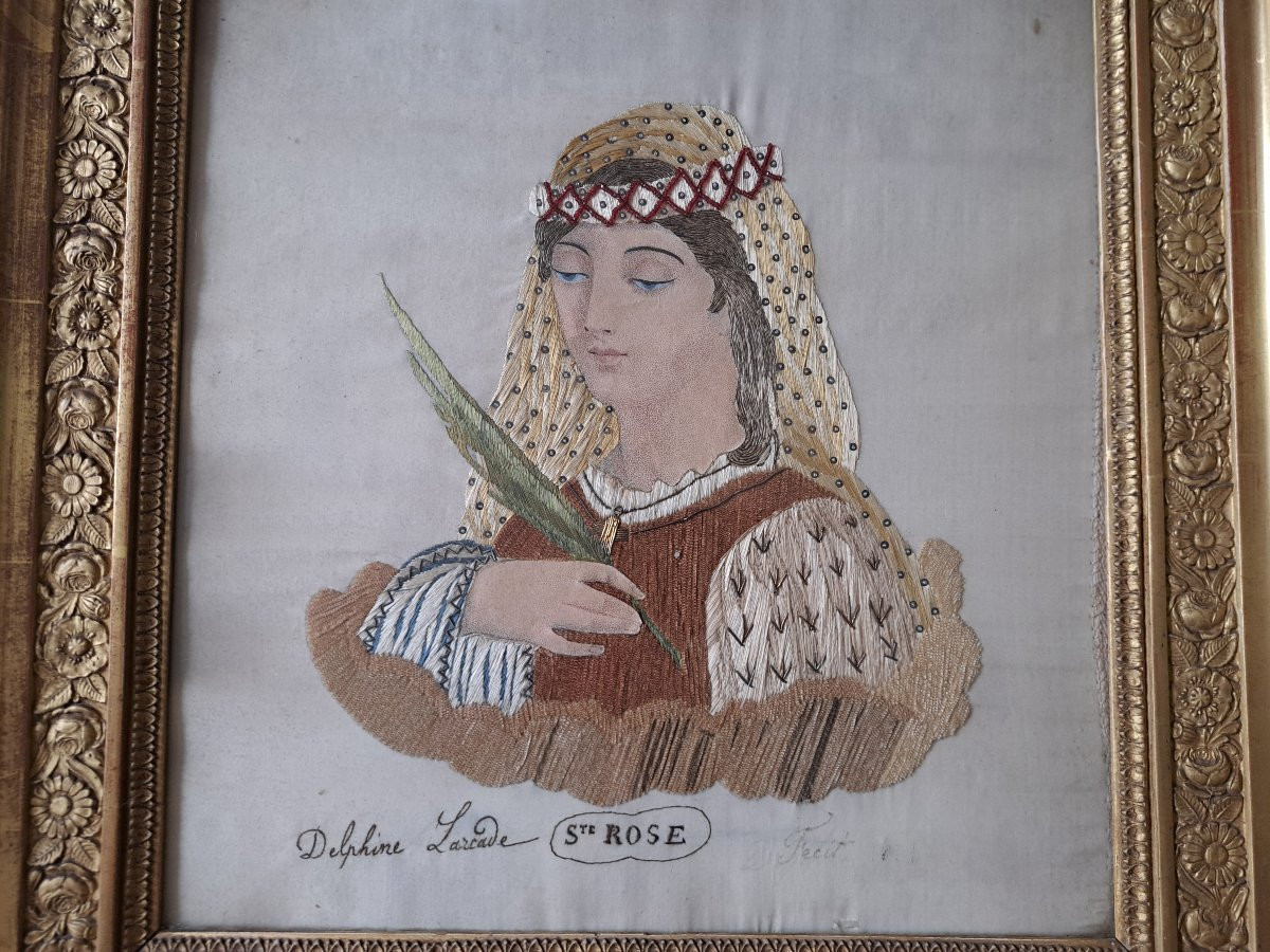 Sainte Rose , Broderie , Soie , 1836 . -photo-3