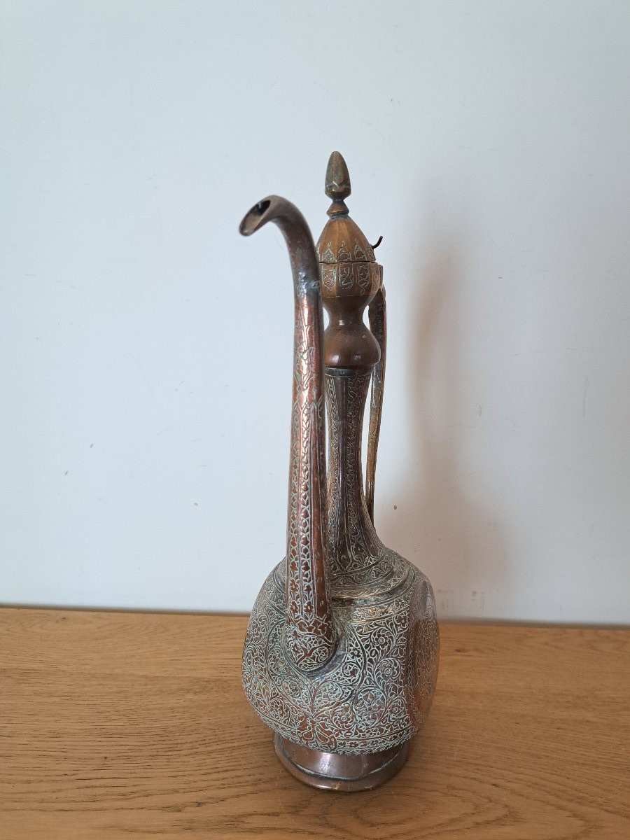 Iran / India, Ewer, Red Copper, Chiseled, 19th Century.-photo-3