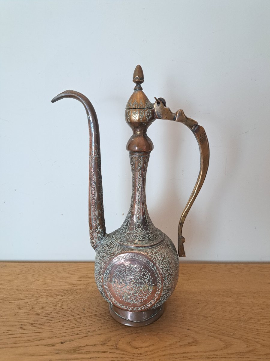 Iran / India, Ewer, Red Copper, Chiseled, 19th Century.-photo-4