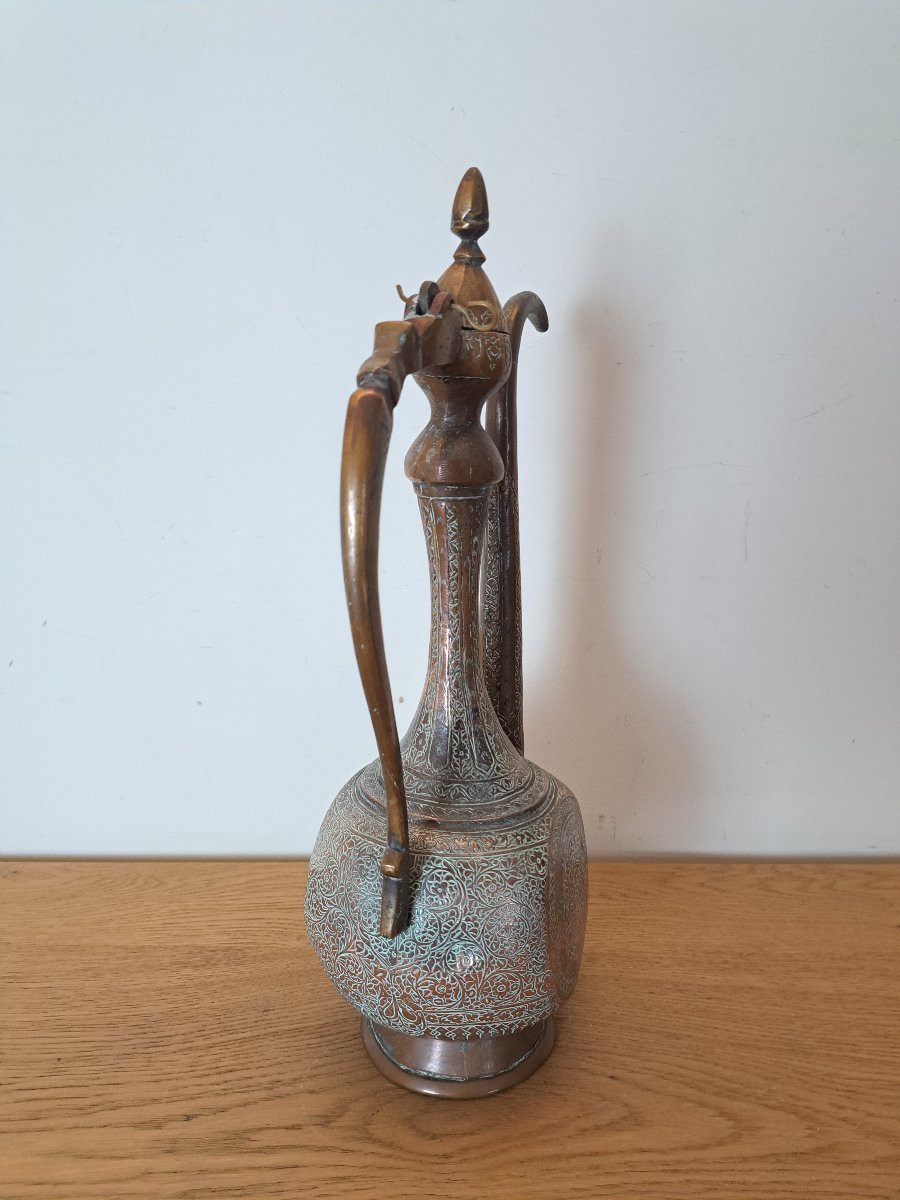 Iran / India, Ewer, Red Copper, Chiseled, 19th Century.-photo-1