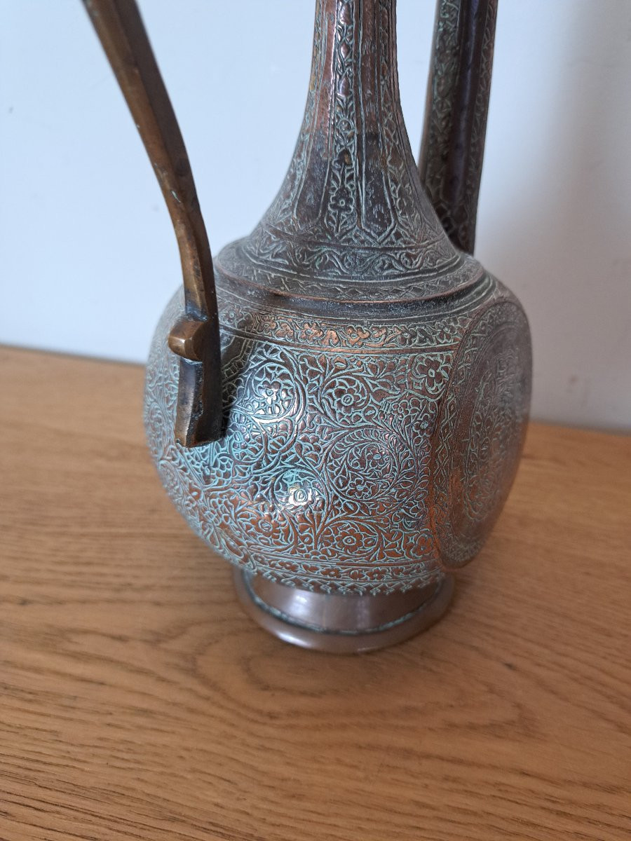 Iran / India, Ewer, Red Copper, Chiseled, 19th Century.-photo-2